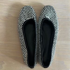 Mango Black and Silver Studded Flats